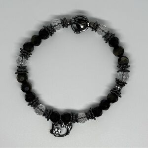 Elegant Black and Silver Charm Bracelet